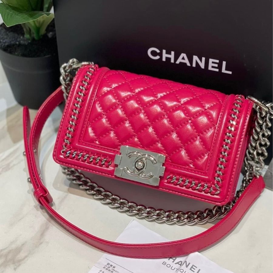 Chanel Boy20 粉色牛皮「限量款不撞包」-5
