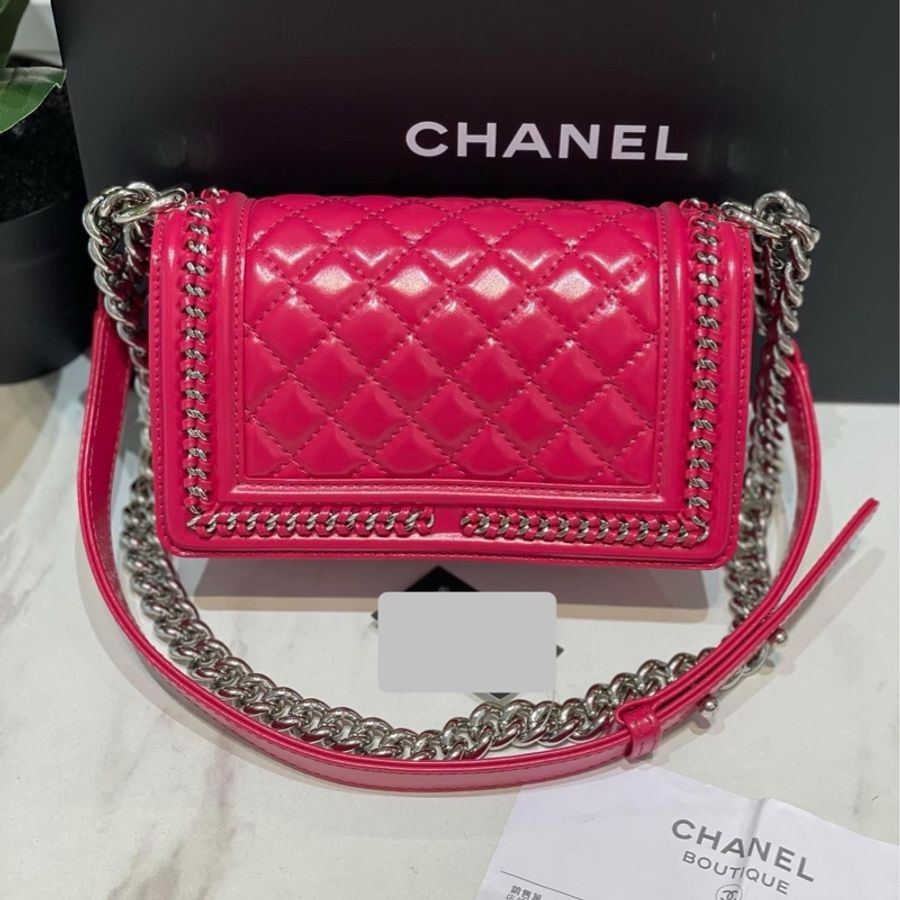 Chanel Boy20 粉色牛皮「限量款不撞包」-7