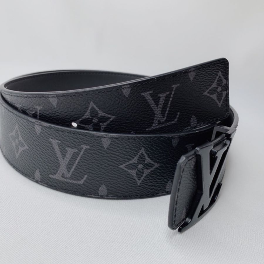 LV Initiales啞面黑色搭扣皮帶-8