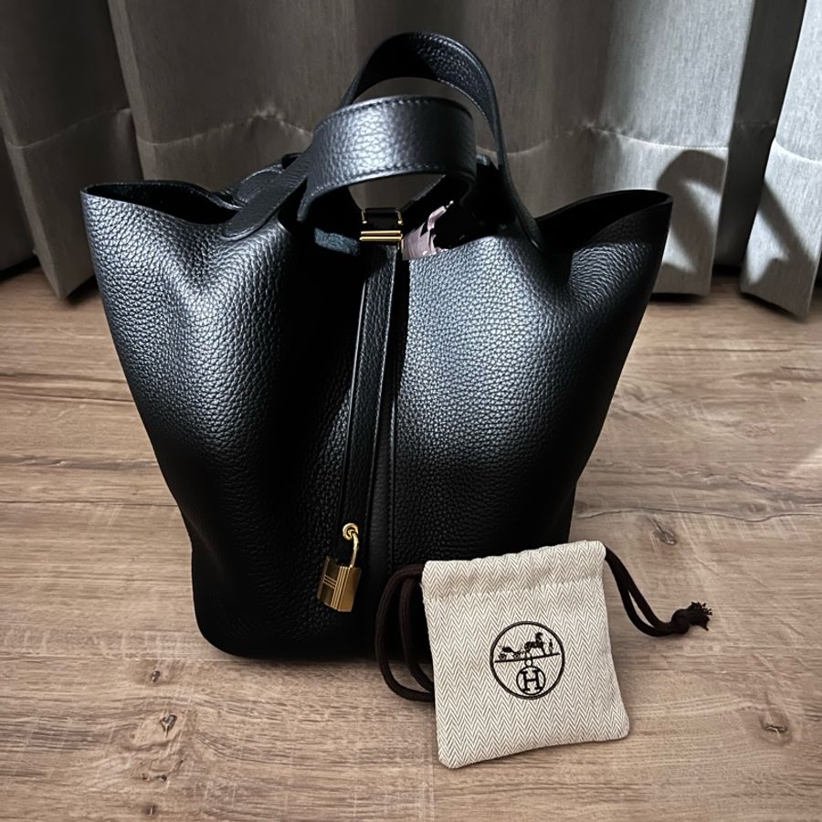 2023 B刻 愛馬仕Hermès 黑金菜籃子P22 金剛色-0
