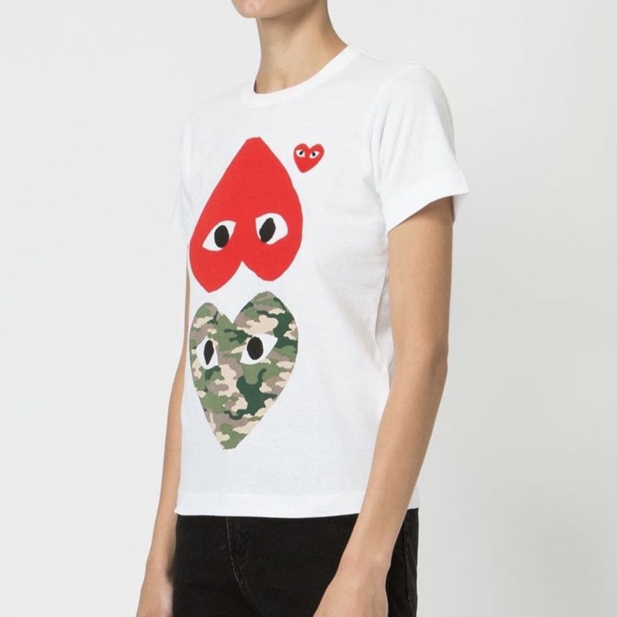 COMME DES GARCONS PLAY cdg 川久保玲 迷彩 愛心 T恤 短袖 日本製-1