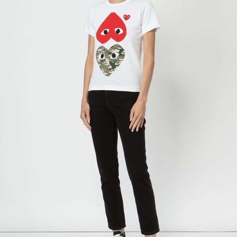 COMME DES GARCONS PLAY cdg 川久保玲 迷彩 愛心 T恤 短袖 日本製-2