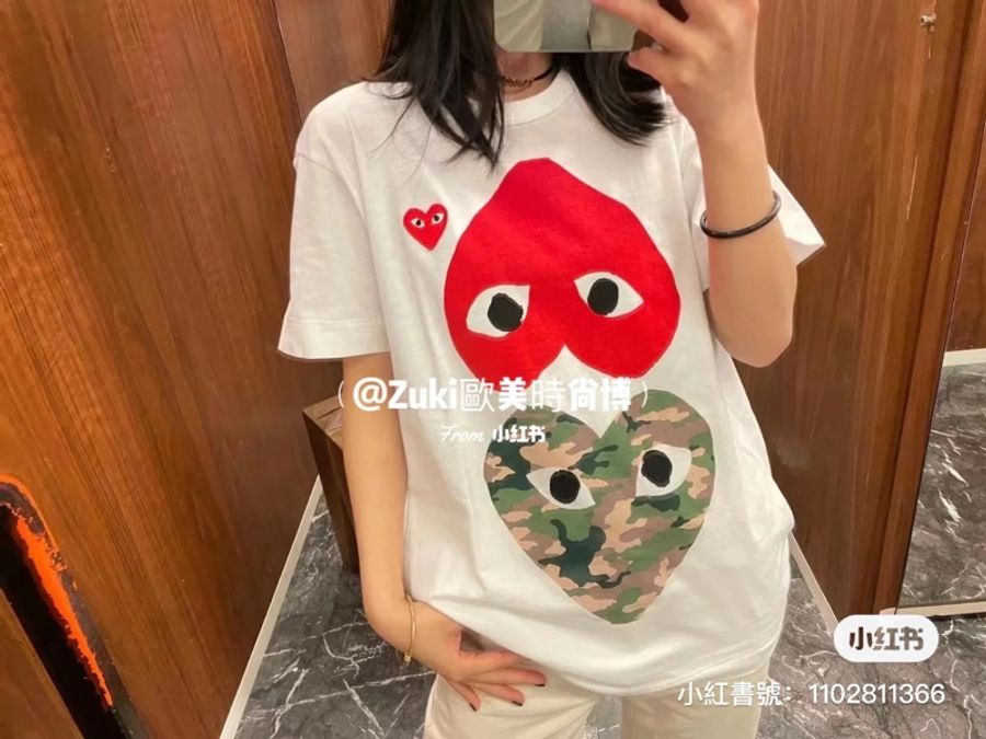 COMME DES GARCONS PLAY cdg 川久保玲 迷彩 愛心 T恤 短袖 日本製-9