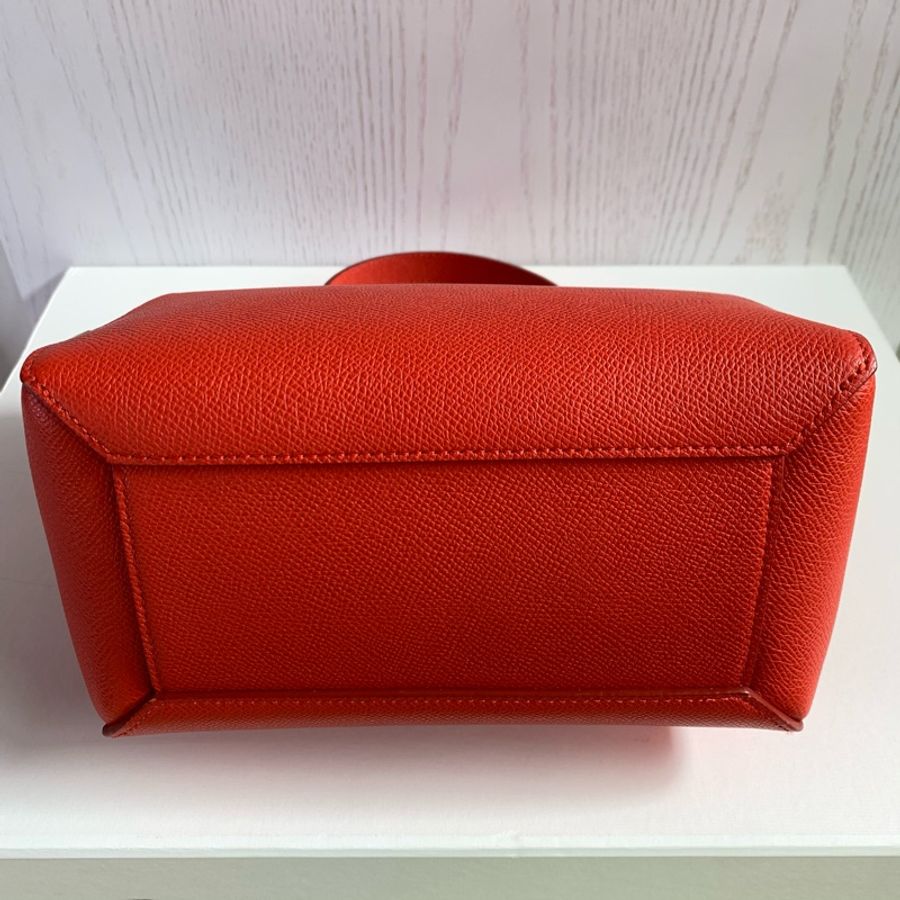 Céline 難得的舊標 CELINE 專櫃真品 珠地小牛皮袖珍型BELT手袋 紅色-24