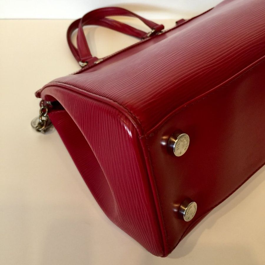 Louis Vuitton 暗紅色 EPI皮 提背二用包 /手提包 /肩背包-5