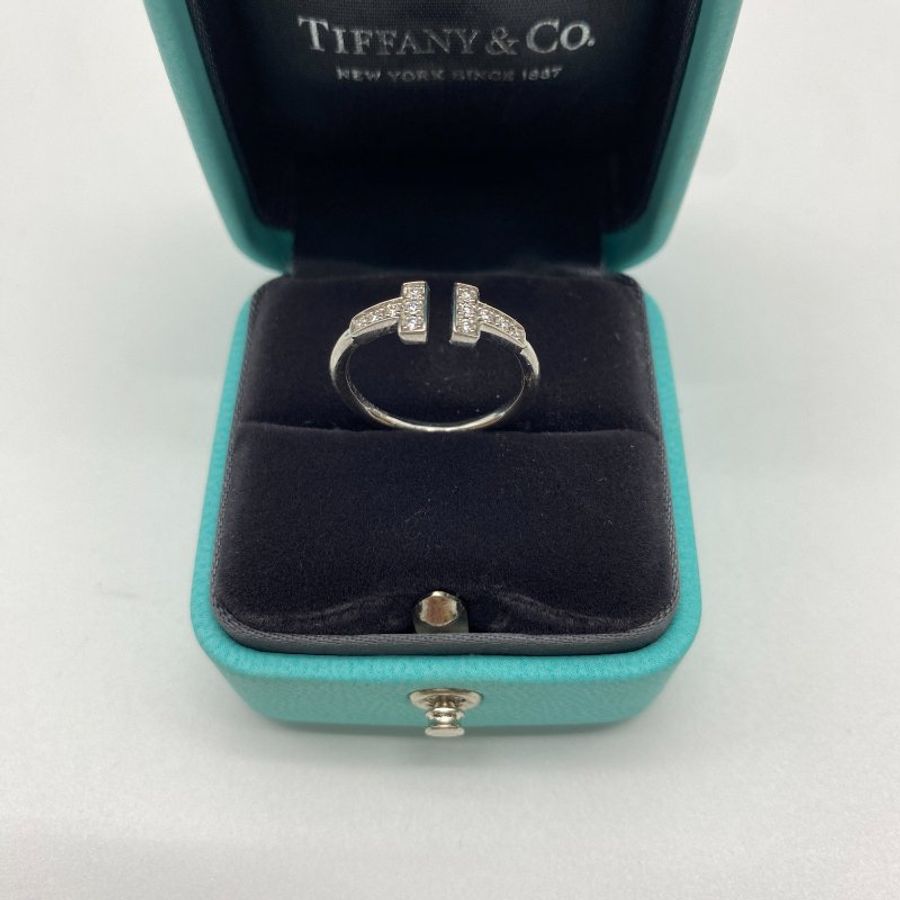 Tiffany&Co 18K白金 T-Wire 雙T 鑽石戒指-1