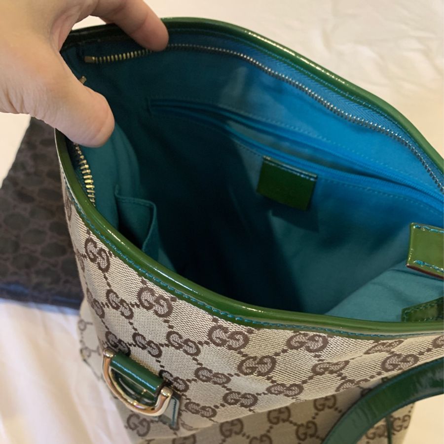 Gucci老花綠漆皮斜背包-6
