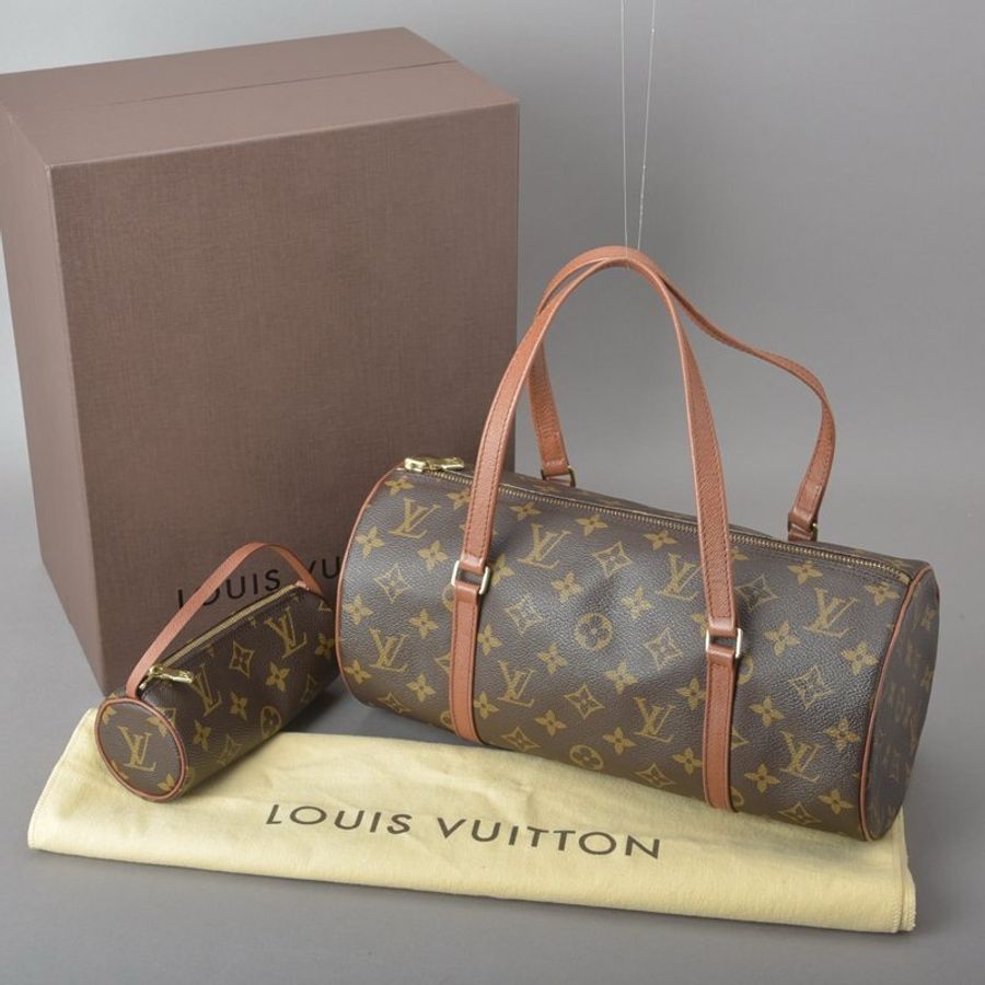 路易威登 Papillon 30 紅皮巴比龍Monogram M51385 PM 筒型-0