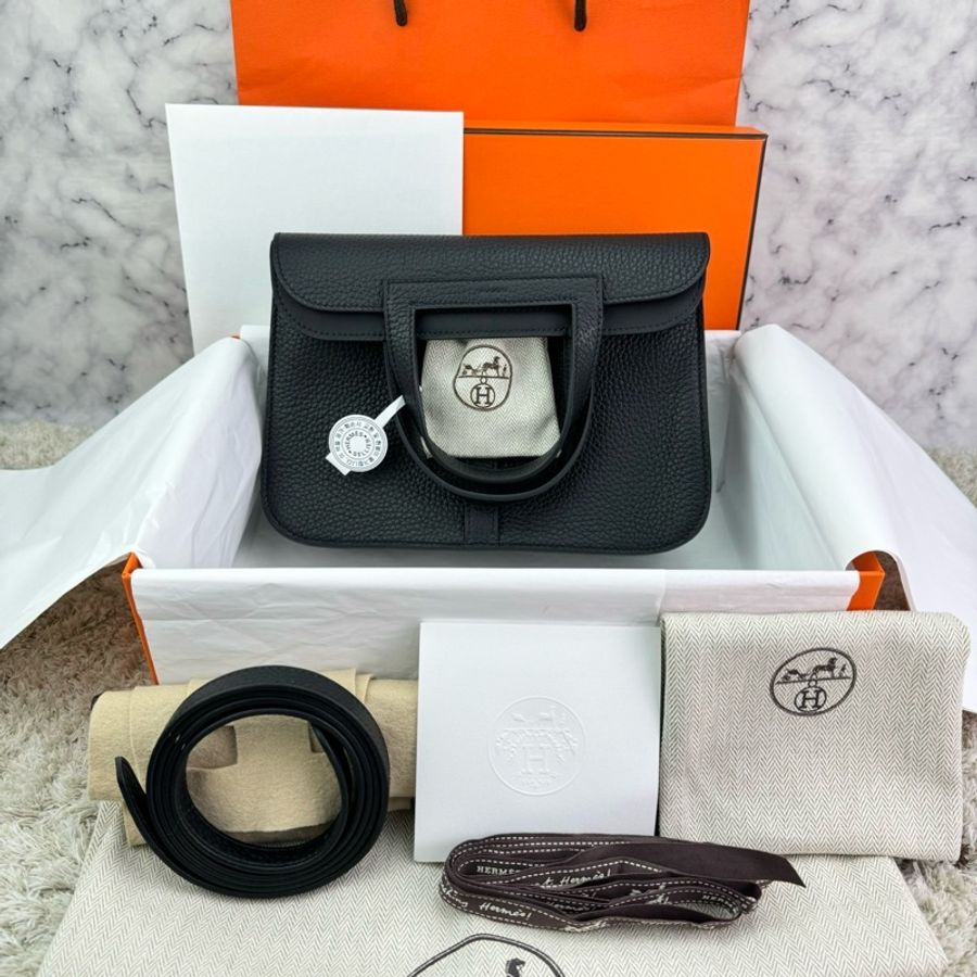 Hermes Halzan 25 Bag 黑色 銀釦 B刻 2024年(大全配)-0
