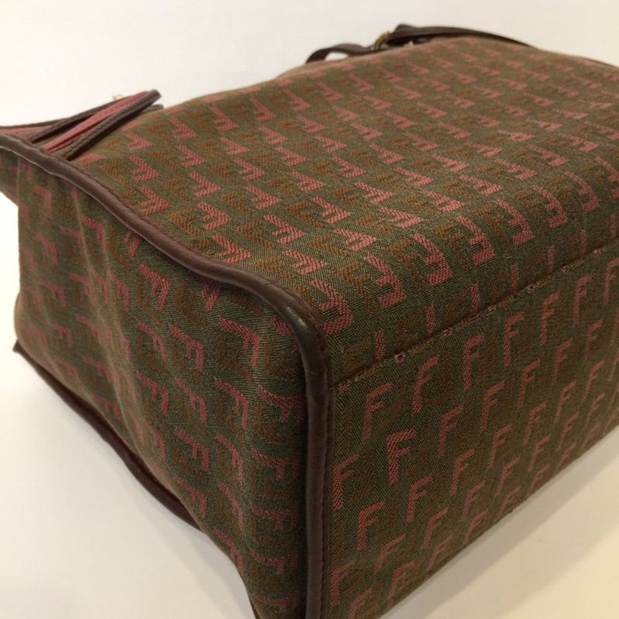 Fendi 布面拼皮革 F Logo 肩背包 /購物包 /托特包-5