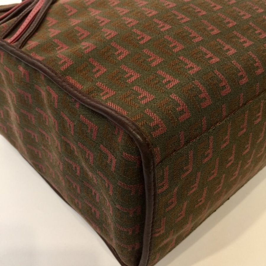Fendi 布面拼皮革 F Logo 肩背包 /購物包 /托特包-7