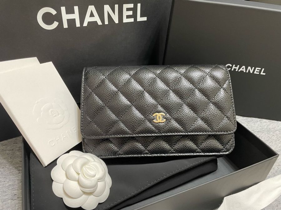 Chanel woc 發財包 黑金 磁吸扣-0