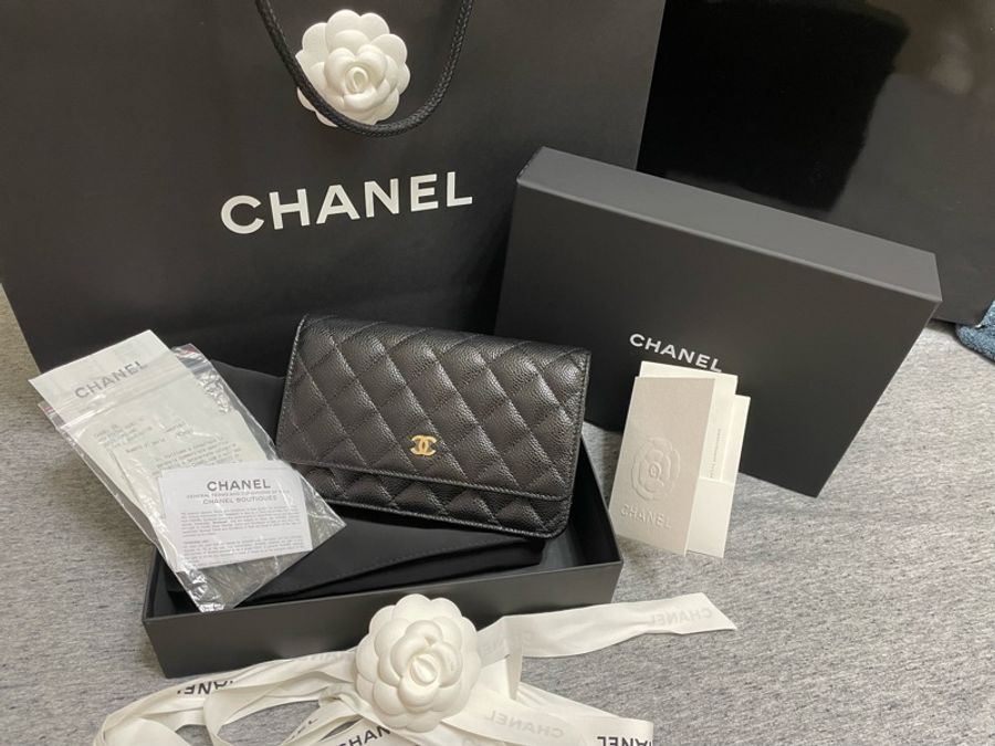 Chanel woc 發財包 黑金 磁吸扣-5