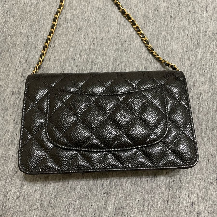 Chanel woc 發財包 黑金 磁吸扣-7
