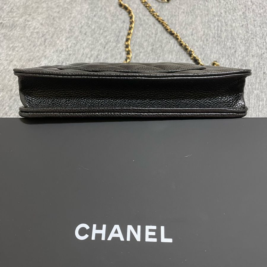 Chanel woc 發財包 黑金 磁吸扣-8