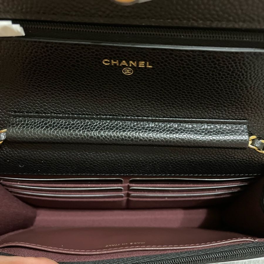 Chanel woc 發財包 黑金 磁吸扣-9