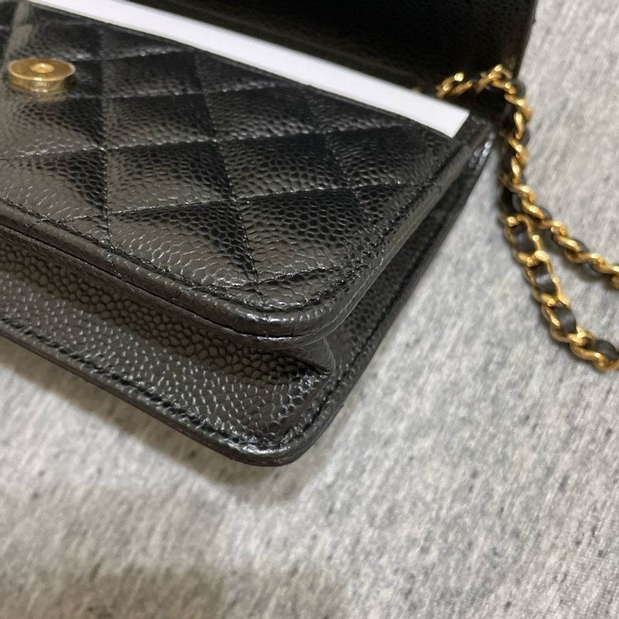 Chanel woc 發財包 黑金 磁吸扣-10