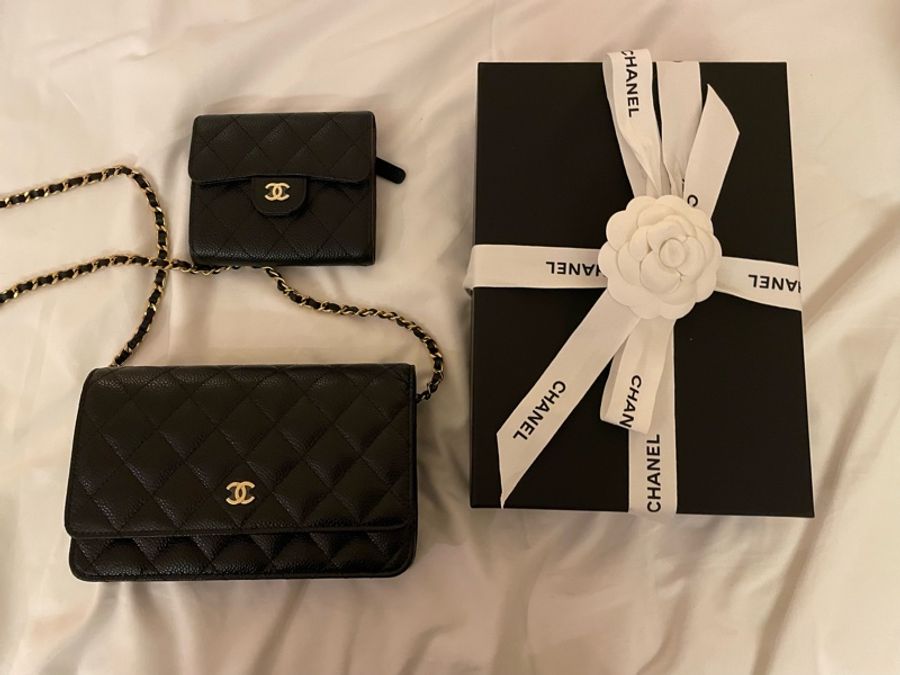 Chanel woc 發財包 黑金 磁吸扣-12