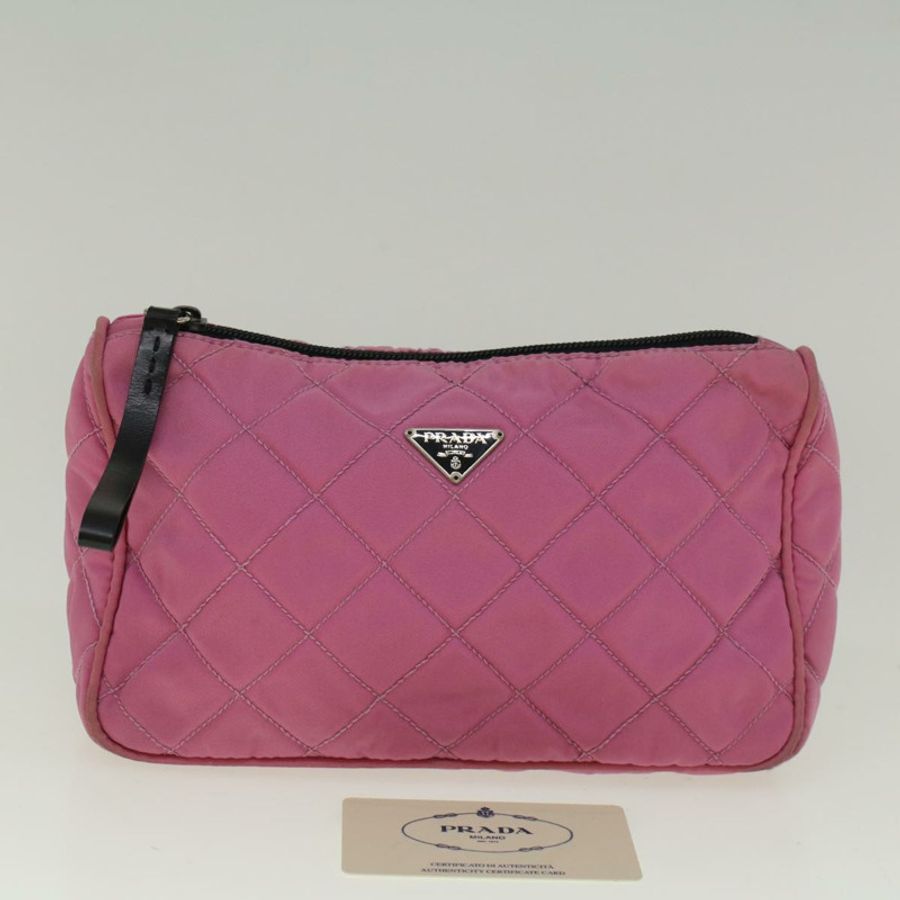 【日本直送】PRADA 尼龍粉紅手拿包 Auth bs9660-9