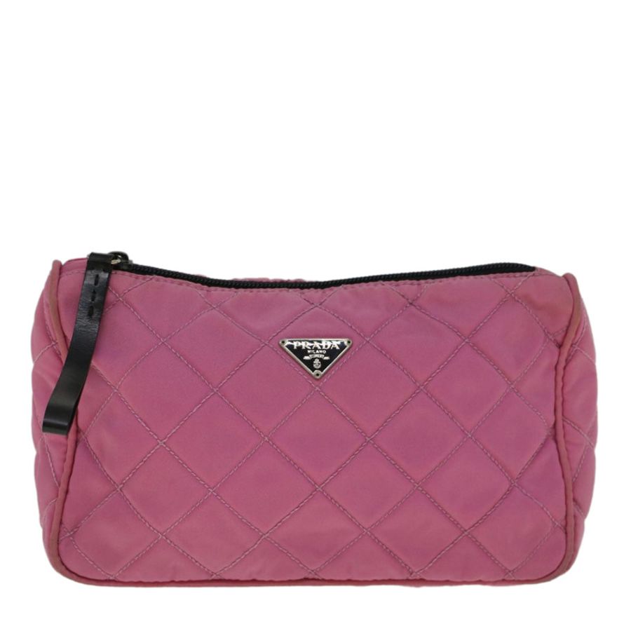 【日本直送】PRADA 尼龍粉紅手拿包 Auth bs9660-10