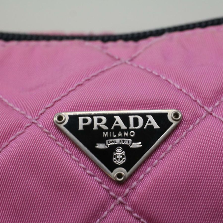 【日本直送】PRADA 尼龍粉紅手拿包 Auth bs9660-13