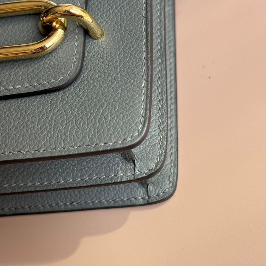 ::HERMES:: ROULIS 18 Z刻積雨雲灰 金釦MINI豬鼻包-3