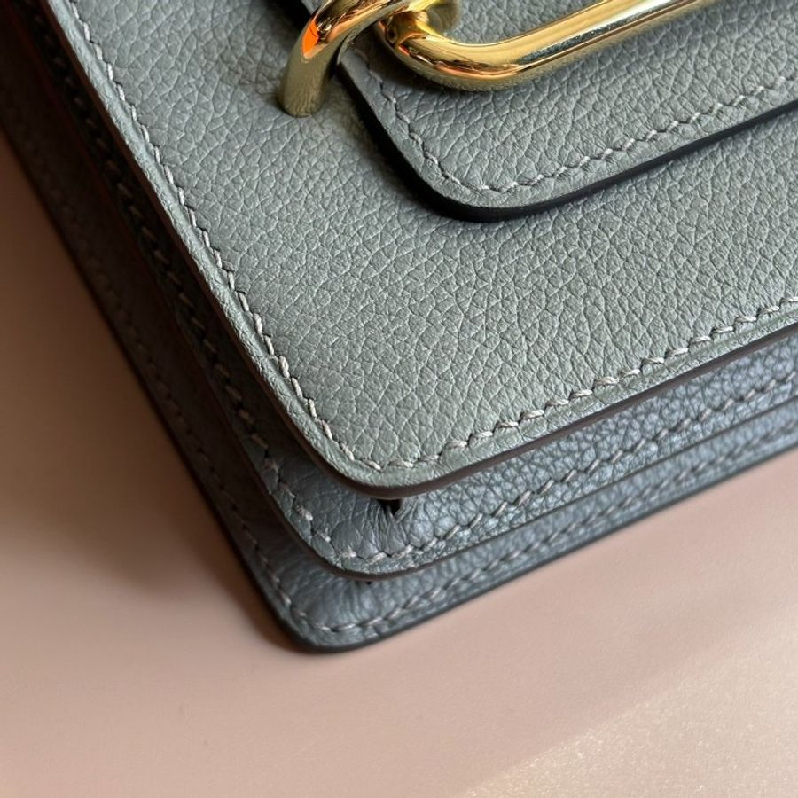 ::HERMES:: ROULIS 18 Z刻積雨雲灰 金釦MINI豬鼻包-4