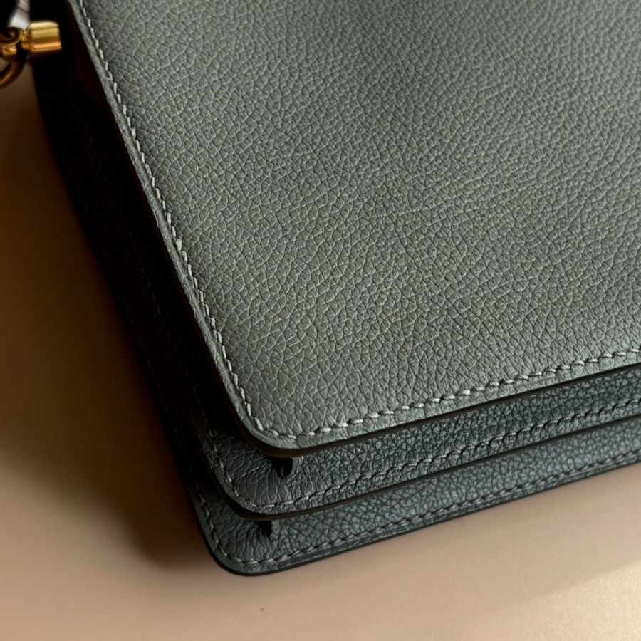 ::HERMES:: ROULIS 18 Z刻積雨雲灰 金釦MINI豬鼻包-7
