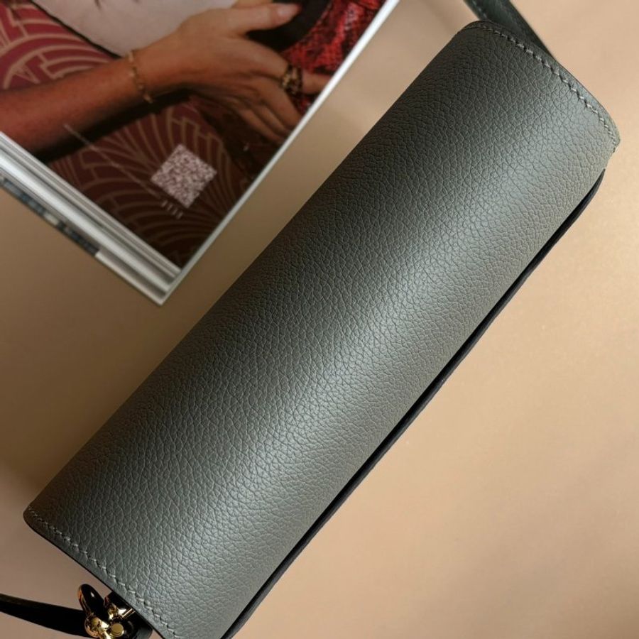 ::HERMES:: ROULIS 18 Z刻積雨雲灰 金釦MINI豬鼻包-8