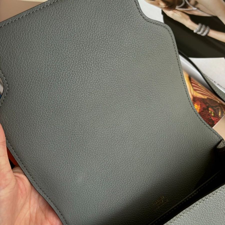 ::HERMES:: ROULIS 18 Z刻積雨雲灰 金釦MINI豬鼻包-11