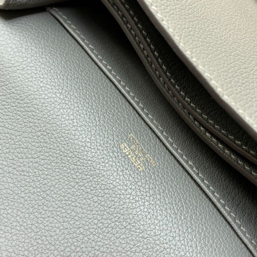 ::HERMES:: ROULIS 18 Z刻積雨雲灰 金釦MINI豬鼻包-12