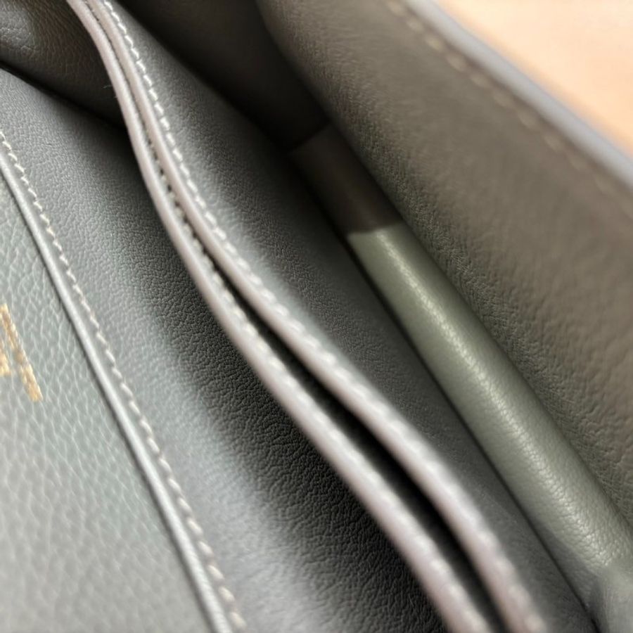 ::HERMES:: ROULIS 18 Z刻積雨雲灰 金釦MINI豬鼻包-14