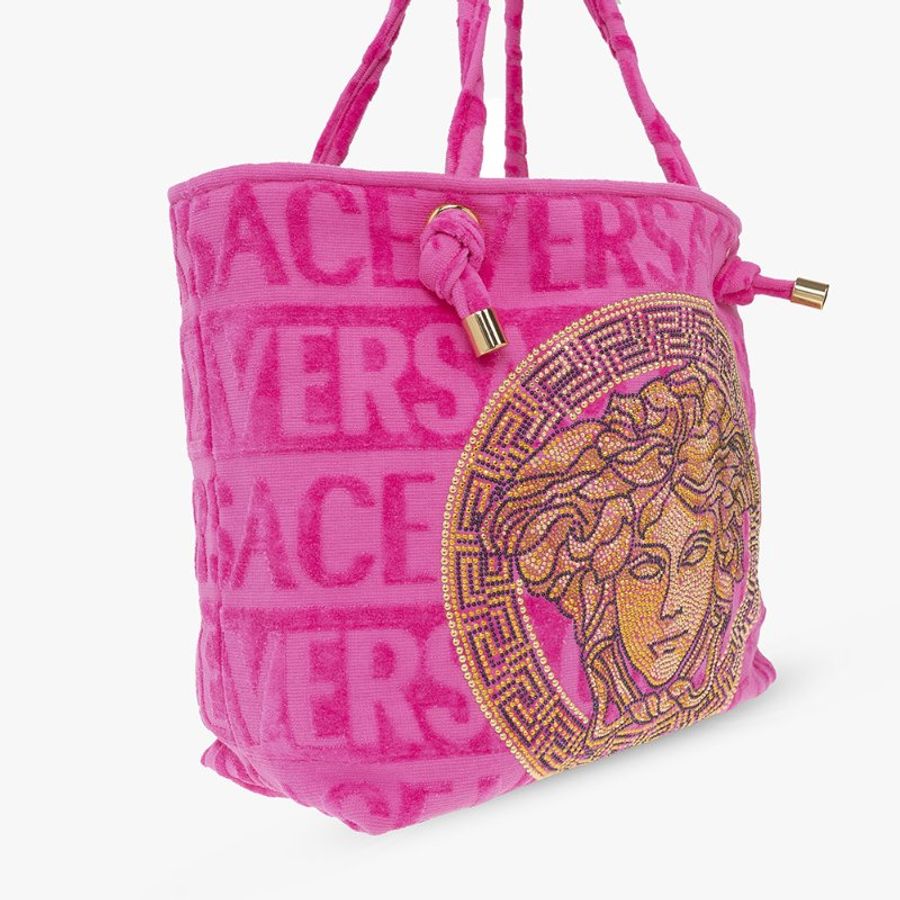 Versace Medusa 美杜莎水晶圖騰毛巾托特包 粉色《2024季度新品》-5