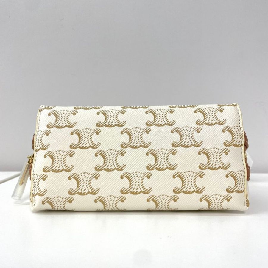 Celine Clutch with Chain Canvas White-4