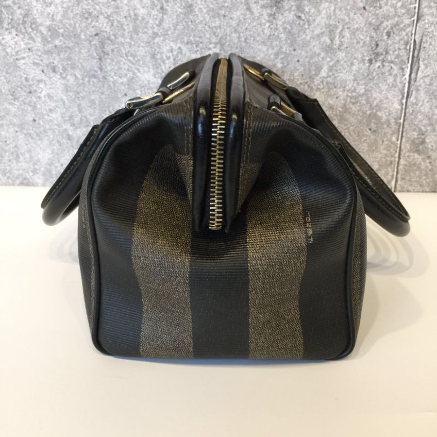 Fendi 條紋拼黑皮革手提包 /醫生包 /波士頓包-4