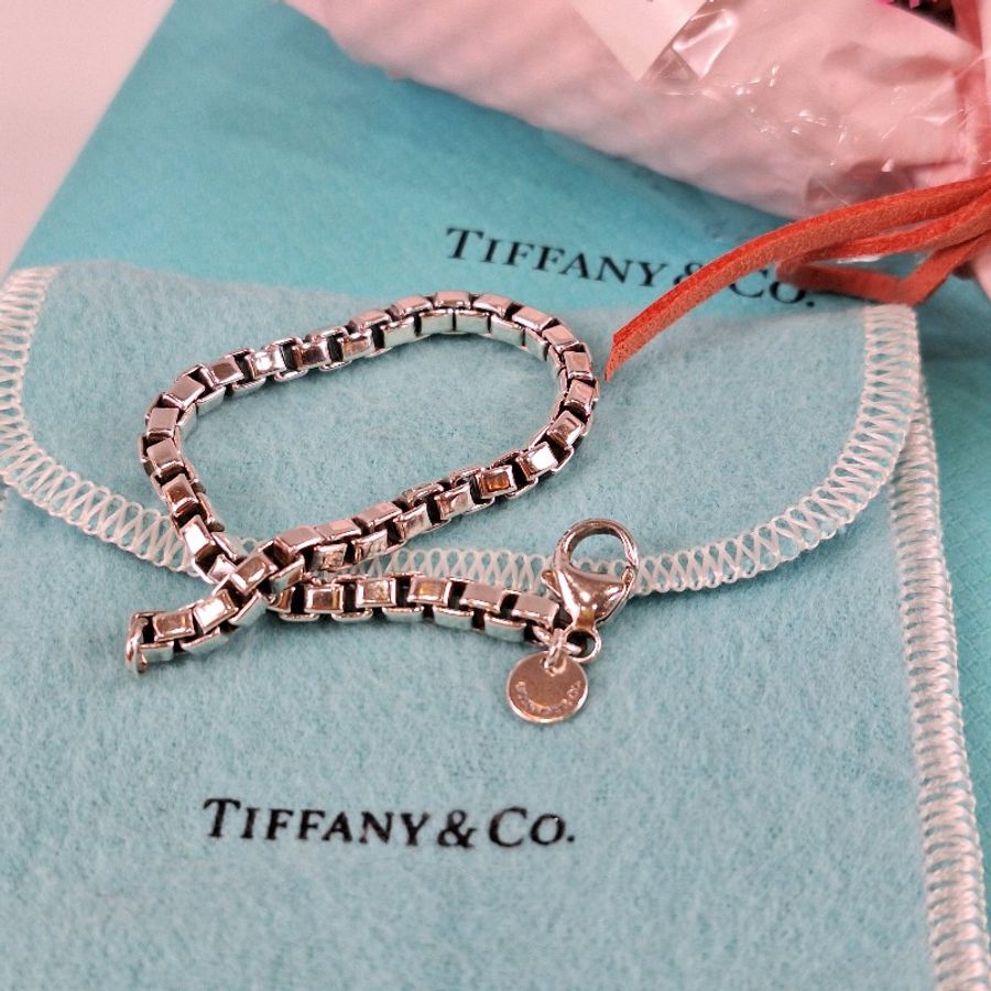 TIFFANY & CO. 925 Venetian LINK Bracelet 蒂芬妮 純銀手鍊-8