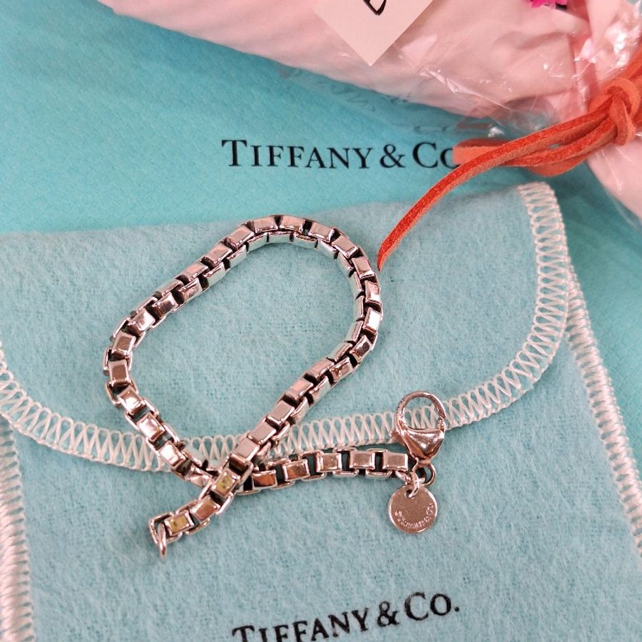TIFFANY & CO. 925 Venetian LINK Bracelet 蒂芬妮 純銀手鍊-9