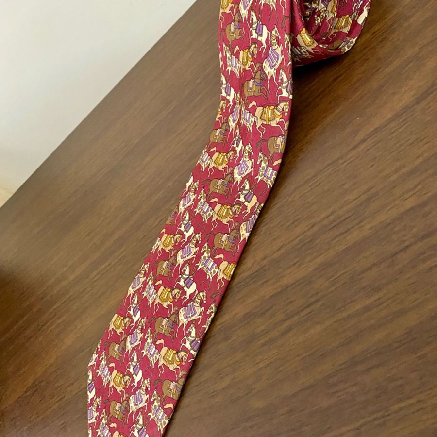 Ferragamo 100% 經典𢇁綢領帶-2