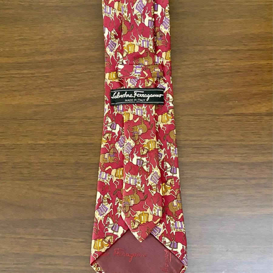 Ferragamo 100% 經典𢇁綢領帶-6