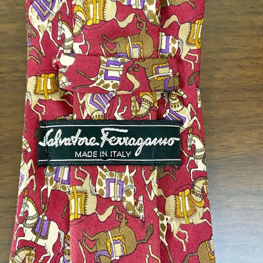 Ferragamo 100% 經典𢇁綢領帶-7