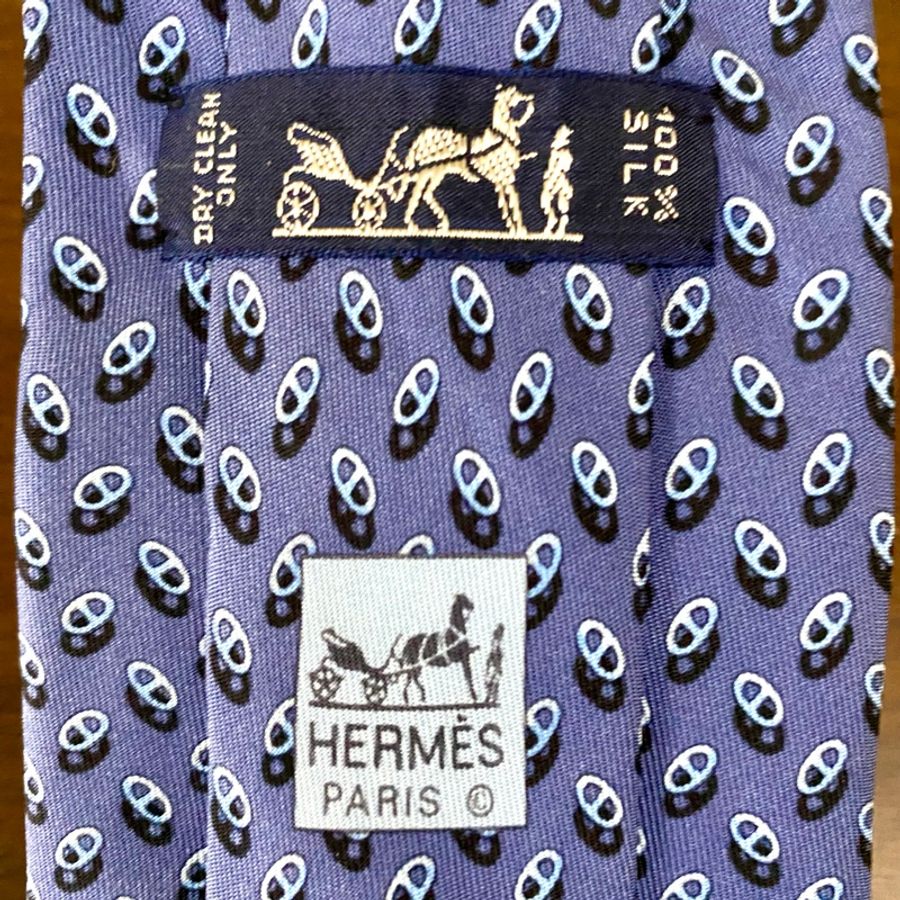 Hermes 100% 𢇁綢領帶(中古)-3