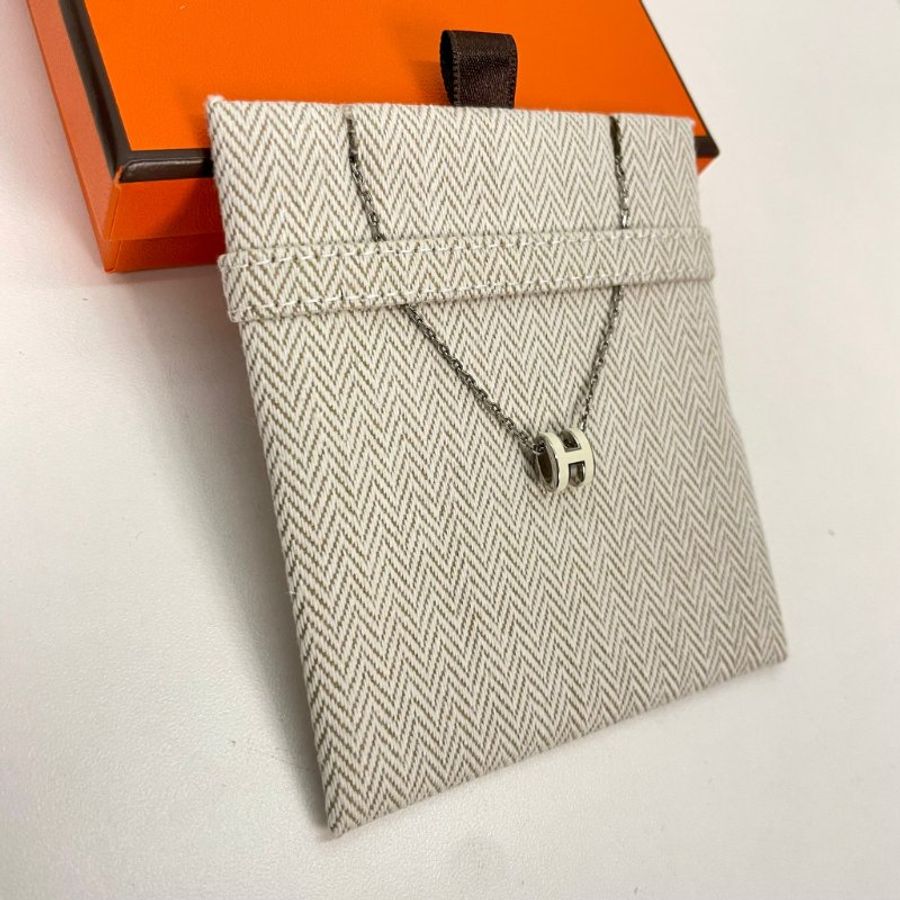 Hermes mini pop H 頸鏈 銀白 silver blanc white-4
