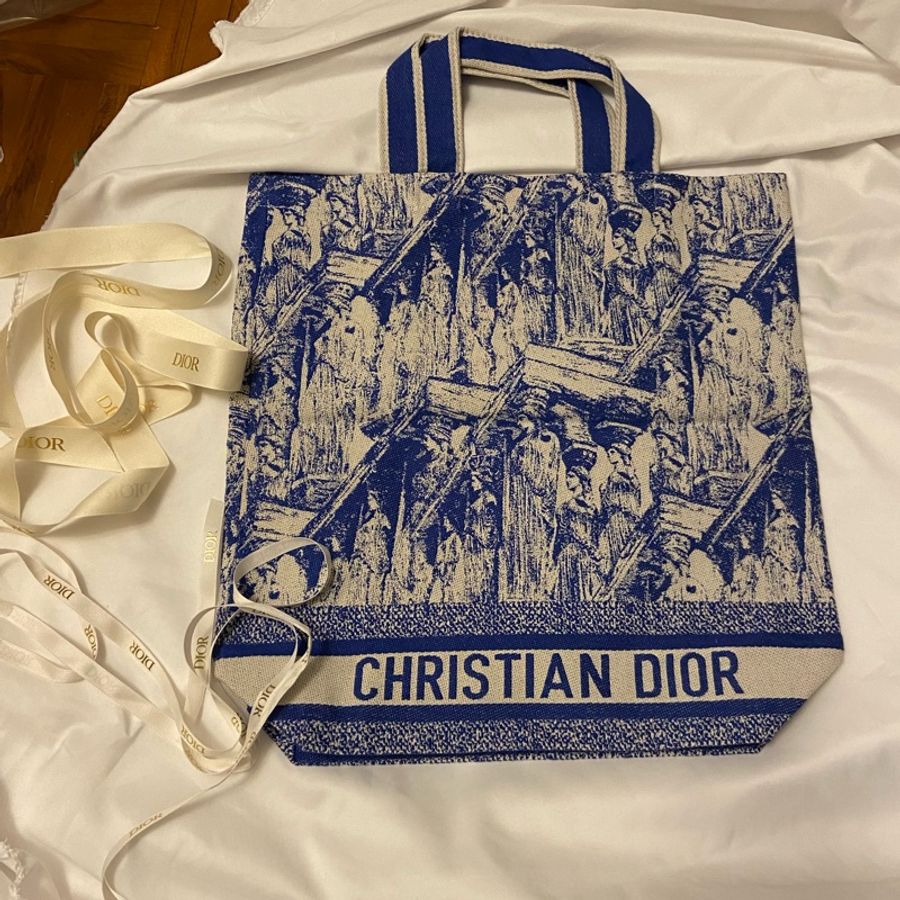 全新 christian dior tote bag (2022 vip)dior 刺繡手提布包-0