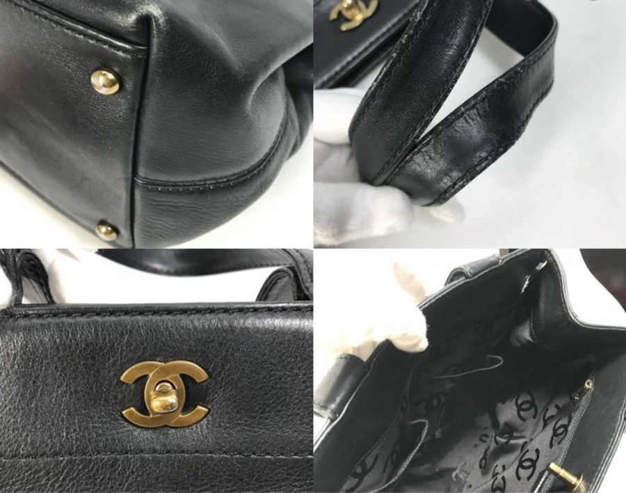 Chanel香奈兒小羊皮手提單肩包旋鎖CC復古單肩包手提包-8