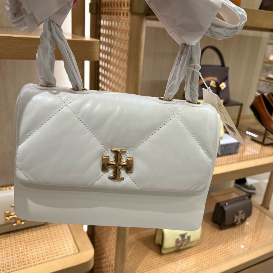 (超好裝🎁)全新2024 tory burch Kira 菱格紋白色羊皮-0