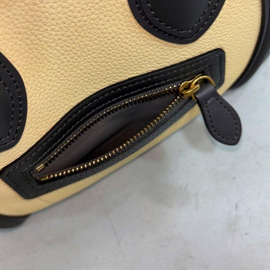 Celine黑 米 墨綠三拼色牛皮囧包Nano Luggage兩用包-22