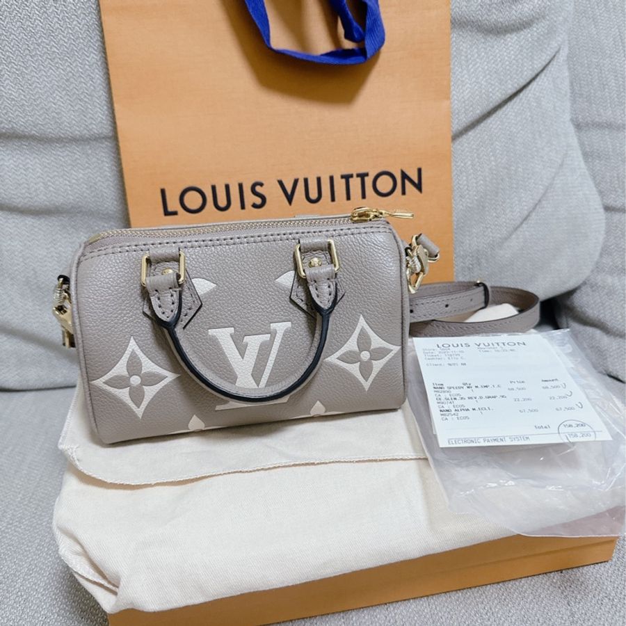 (二手)LV Louis Vuitton Nano Speedy 大象灰 台灣購證-0