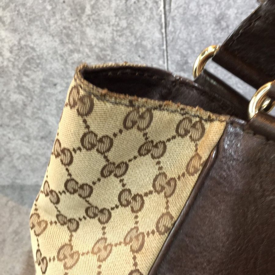 Gucci 經典緹花布 雙G Logo肩背包 /購物包-8