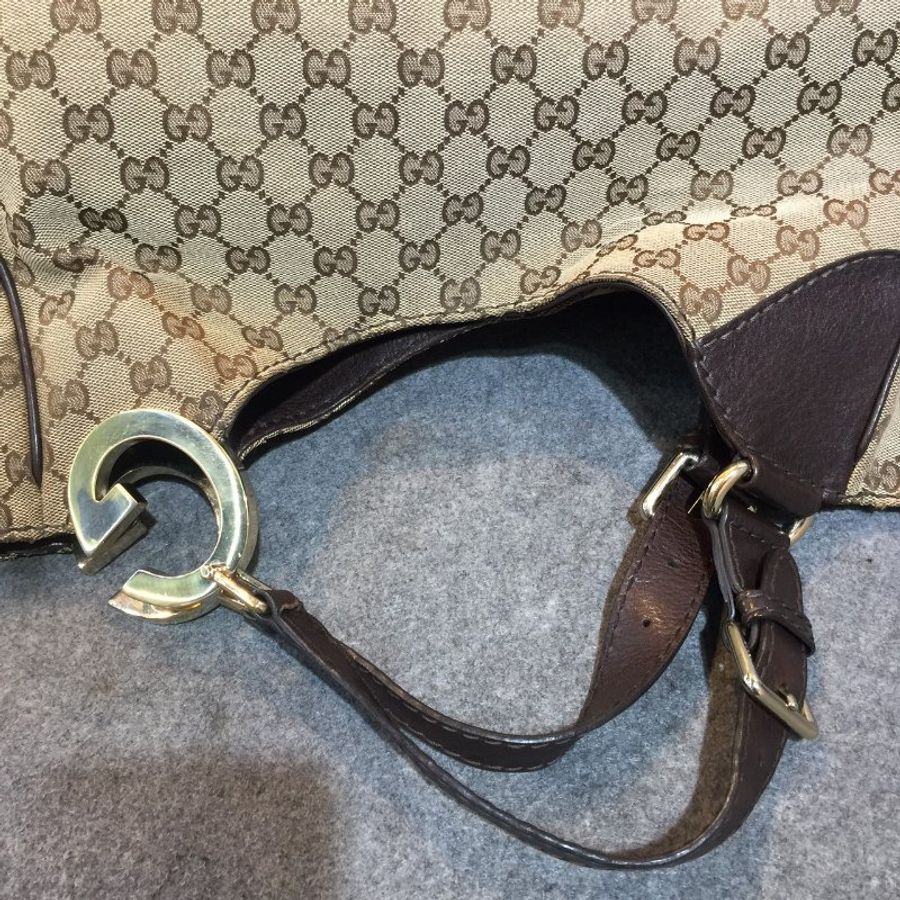 Gucci 經典緹花布 雙G Logo肩背包 /購物包-10