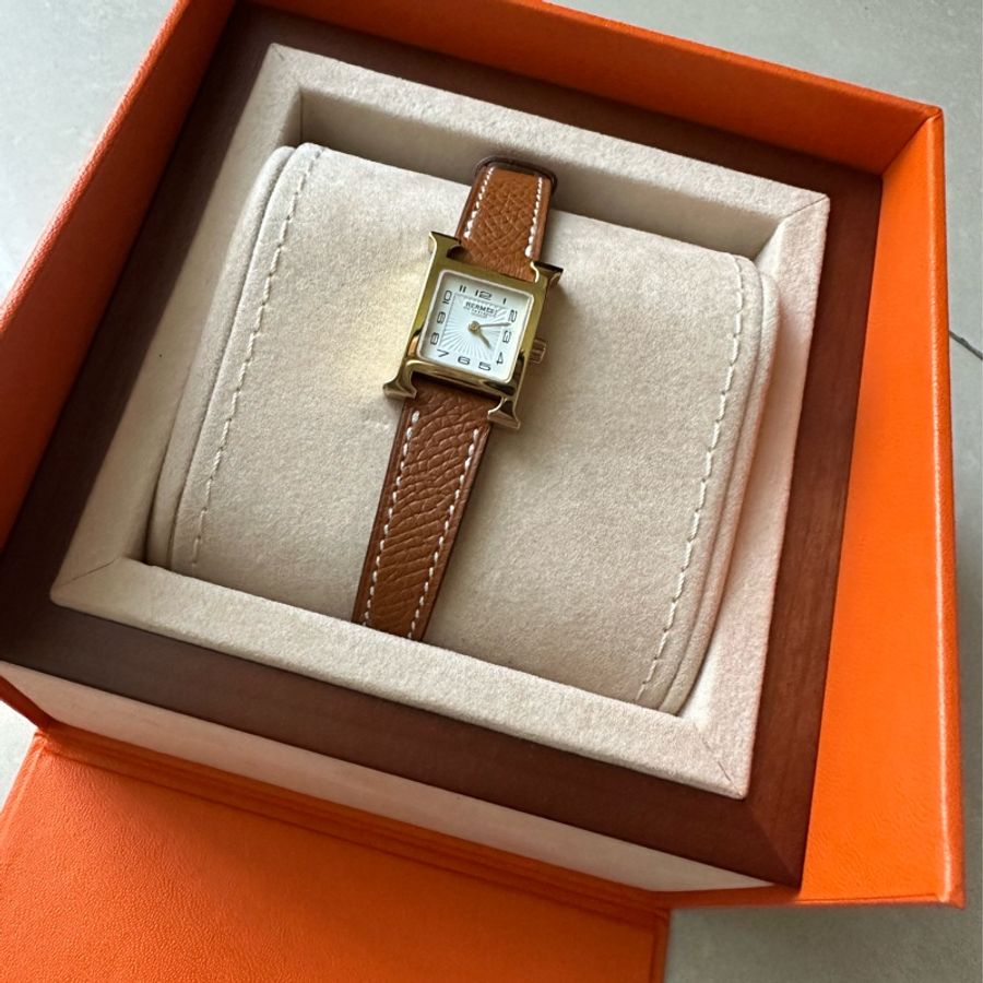 Hermes H手錶17x17 金棕金 Mini 迷你 H Hour-0